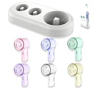 LYQNIHOB 1Pezzi Supporto Per Spazzolino Elettrico E 6 Coperchi Protettivi Per Testine, Organizzazione Compatta, Coprire la testina dello spazzolino elettrico per Oral B, Per Viaggi, Multicolore+Bianco