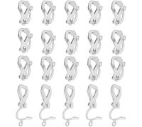 LYQNIHOB 20 PCS Clip per Orecchini, Orecchini a Clip in Acciaio Inossidabile Senza Fori per Orecchie, Componenti Cerchio per l'Orecchio, Componenti convertitori per Orecchini in Inossidabile, Argento