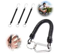 LYQNIHOB 3 Pezzi Cordini da Pesca con Cavo a Spirale, Portachiavi a spirale, Elastico Cordino di Sicurezza Retrattile,Corda Anti-Mancante con Moschettone,per Pesca Immersioni Escursionismo Alpinismo