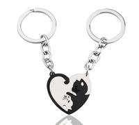 LYQNIHOB Set di 2 portachiavi per coppia di gatti innamorati, regalo romantico per San Valentino, compleanno e anniversario del tuo fidanzato/fidanzata uomo o donna,