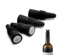 LYQNIHOB Tappi in silicone per bottiglie di vino, con fondo in acciaio inossidabile Set da 4 pezzi, riutilizzabili Conserva la freschezza della birra e dello champagne