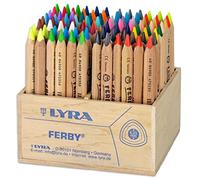 Lyra 3612960 Ferby - 96 pastelli giganti in Legno Grezzo, 12 varietà di Colore, in espositore di Legno