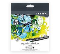 Lyra Aqua Brush Duo Pacco di 36 marcatori a doppio tip - Strokes 2 e 4 mm - Inchiostro a base d'acqua - Colori circondati