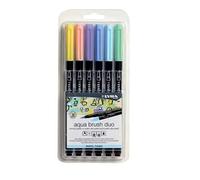 Lyra Aqua Brush Duo Pack 6 Labellatori a doppio punto - Impicchi 1-5 e 1 mm - Inchiostro a base d'acqua - Toni di pastello Colo