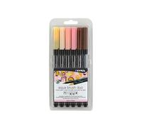 Lyra Aqua Brush Duo Pack 6 marcatori a doppia punta - Impicchi 1-5 e 1 mm - Inchiostro a base d'acqua - Colori toni della pelle