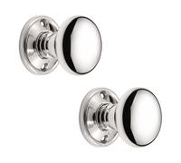 Lyra Cottage - Pomelli per porta da 40 mm, in nichel lucido, coppia | Set di maniglie in ottone massiccio resistente, stile vittoriano, per porte in legno per interni ed esterni