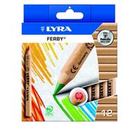 Lyra Ferby Mezza Taglia Matite Colorate Legno Naturale Finitura Confezione Di 12