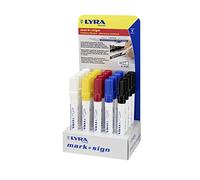 LYRA L4047001, display con marcatori industriali in 5 diversi colori, 2-4 mm, per marcature professionali su superfici lisce e ruvide, display con 20 pezzi