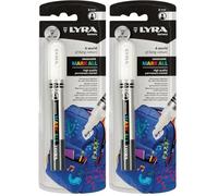 LYRA Mark All, Marcatore permanente multisuperficie, Punta tonda, 2mm, Bianco (Confezione da 2)