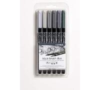 Lyra pennarelli Aqua Brush Duo - Grey Set, 6 Pezzi