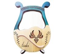 Lyre Harp 19 Metal String Arp Strumenti Gift for gli amanti della musica for principianti adulti, mogano in legno massiccio con chiave a sintonizzazione, sostituire il set di corde e pick(Blue)