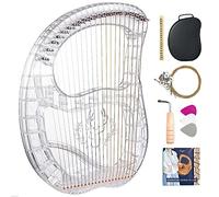 Lyre Harp Strumento a corde trasparenti in cristallo ABS a 21 corde, corpo anticaduta 3D, con borsa EVA portatile/chiave per accordatura/corda di ricambio, per principianti amanti della musica