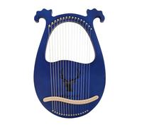Lyre Leier Arpa Mogano 16 corde in metallo stile greco antico con chiave a accordatura corpo bordo rotondo piacevole suono click ssel corde strumenti musicali (blu)