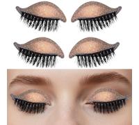 Lyreh 2 Paia Patch per Ciglia Lazy Eye Shadow, Adesivi Ciglia con Ombretto Riutilizzabili 2 in 1 per Tutte le Forme di Occhi Donne Strumento Essenziale Trucco Pigro(Oro Glitterato)