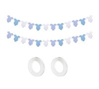 Lyreh 2 Set Striscioni per Body Blu, Striscioni a Quadretti Azzurri con 2 Corde Nylon Divertenti Decorazioni Baby Shower Adatti per Feste Rivelazione Sesso Articoli Neutri