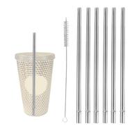 Lyreh 6pz Cannucce Acciaio Inossidabile per Starbucks Cold Cup Venti 16 oz, Cannucce Metalliche Dritte Riutilizzabili con Spazzola Pulizia Senza BPA Sostituzione Compatibile con Starbucks Bicchieri