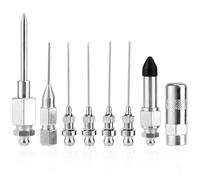 Lyreh 8pz Set di Ugello per Grasso, Inclusi 2 Ugelli per Grasso a Punta e a Testa Piatta 1 Erogatore Ago 1 Adattatore Nipplo in Gomma 1 Punta Ago 1 Raccordo di Raccordo