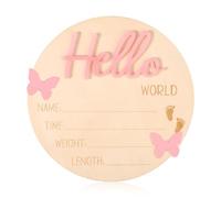 Lyreh Tavola Annuncio Nascita, Targa Legno Hello World Neonato Cartello con Nome Bambini Neonate Accessori Fotografici per Ospedale Camera dei Neonati Casa