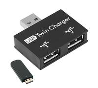Lyricalist Estensione di ricarica USB - Convertitore di ricarica multiporta, splitter USB portatile | Out estensione di ricarica plug and per casa, auto, scuola e viaggi, 2 Porta USB Black Hub, Se
