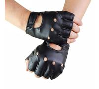 Lyricalist Finger Less Gloves - Solid Female Half Finger Driving Women Men Fashion haulage motor Punk Gloves, 1 Pair Unisex Blac PU Leather Fingerless Gloves