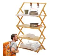 Lyricalist Folding Camping Shelf - Storage Shelf Camping Racks Multi Tier Folding Table, Camping Storage Shelf Folding, Wear Resistant Compact Camping Shelf Folding Table For Outdoor Use and Home
