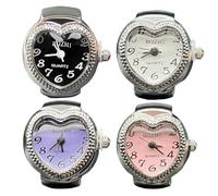 Lyricalist Ring Finger Watches | Stretchy Band Elastic Quartz Round Ring | Creative Heart Shape Watches Finger Ring for Women and Men