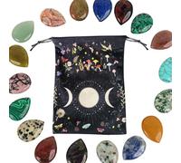 Lyricalist Small Jewelry Pouch - Moon Phase Pattern Tarot Pouch with Drawstrings, Tarot Card Storage Bag | Portable Crystal Pouch for Earrings, Necklace, Oracle Decks, Runes, Stones, Dice