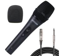 LyricLoom Microfono cablato dinamico palmare, cavo XLR in metallo da 5 m con interruttore per microfono vocale a filo per karaoke, sinhing e altoparlanti, colore nero