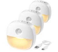 Lyridz Luce notturna ricaricabile con sensore di movimento, 3 pezzi, con | Luce notturna a LED dimmerabile con 3 modalità (auto/on/off), illuminazione per scale, per camera dei bambini