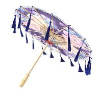 lyrlody Ombrello Oliato Ombrello Spalline Decorativo, in Legno Fatto a Mano con Nappe Squisite, 22.4in RoyalBlue per la Panoramica della Danza Prop con Materiali Premium (Nappel in Stile Bao Blu)