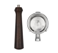 lyrlody Portafilter Senza Fondo, 3 Orecchie di Cesta in Acciaio in Acciaio Inossidabile Manico in Noce Classico con Disco per la Macchina da caffè (Materiale in palissandro)