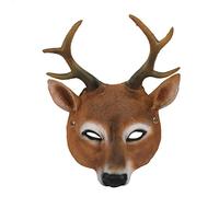 lyrlody Renna Mezza Maschera Cervo Corna Copricapo di Costume Corno Ad Addebito Accessorio Fatto a Mano Comodo Design Realistico Comodo 26x34 Cm per le Feste di Carnevale di Natale di Halloween