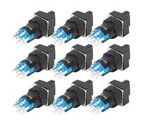 lyrlody Selettore a Manopola da 25 Pezzi Interruttore Autobloccante da 16 Mm 3 velocità con Luce ABS Ottone 12V 8 Pin per Scatola di Distribuzione di Apparecchiature di Automazione Installazione Fai