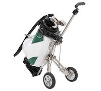 lyrlody Set di Penna da da 3 Ballpoint Pens in Lega di Zinco in Pelle Mini Cart Design con Manico del Carrello Ruote Operabili per Tornei Regalo (Bianco Verde)