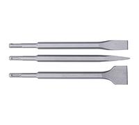 lyrlody Set di Scalpelli per Martello Perforatore, Scalpelli per Trapano a Percussione, Kit Demolizione 3 Pezzi in Acciaio Al Carbonio, Piatti e a Punta Allungata con (SDS PLUS (impugnatura tonda))