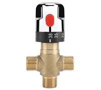 lyrlody Valvola Miscelatrice Termostatica, Valvola di Controllo della Temperatura Dell'acqua con Attacchi Maschio da 1/2 NPT, Controllo del Termostato, Ottone Massiccio