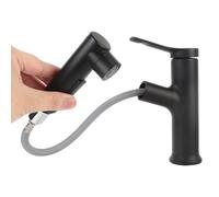 lyrlody Wasserhahn Bad Ausziehbar mit Brause, Einhebelmischer Waschbecken Armatur mit 3 Wasserauslassmodi Warm Kalt Mischbatterie, Waschtischmischer Bad Waschbecken und Küche (BLACK)