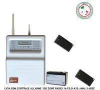 LysaGSM Centrale Antifurto 100 Zone Radio 16 Filo 2 Radioc Bidirez Batt 12 V 7Ah