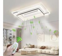 LYSDjia Lampada A LED con Ventilatore da Soffitto con Luce Grande rettangolo 110cm Plafoniera con Ventilatore Silenzioso 6 velocità LED Dimmerabile per Soggiorno Camera da Letto Reversibile Lampadari