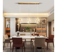 LYSDjia Lampadari Moderni Lampade a Sospensione Cristallo Lampada da Soffitto a 3 Rotonda in Oro con Cavo Regolabile Goccia di Pioggia Dimmerabili per Sala da Pranzo Cucina Isola Scala Foyer Fattoria