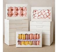 LYSHOOCE 20 Pezzi Scatola di Cartone per Biscotti con Finestre 18 X 11 X 4 cm, per Biscotti, Regali