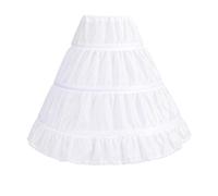 LYSINK Sottogonna per bambini a strato singolo bianco tinta unita con 3 cerchi volant A-Line mezza sottoveste accessorio da matrimonio per ragazze 5-10T, Ba Bianco, 5-10 Years