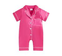 LYSINK Tutina estiva per bambine con risvolto e bottoni pigiama, con stampa carina, un pezzo, I-viola., 6-12 Months