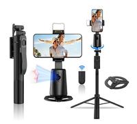LYSOATUR Treppiede per rilevamento automatico del viso, rotazione a 360°, treppiede da 67 pollici per iPhone Selfie Stick, supporto treppiede per telefono con controllo remoto dei gesti, senza app