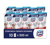 Lysoform Protezione Mani, Sapone Liquido Mani, con Acido Lattico ed Estratti di Camomilla, Sapone Mani Ricarica 10 Pezzi x 500ml, Formula Idratante e Igienizzante per la Delicatezza delle Mani