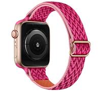Lysun Cinturino elastico in nylon SOLO Loop compatibile con Apple Watch Band 42mm 44mm 45mm per uomo e donna Fascia elastica regolabile per iWatch Series SE/7/6/5/4/3/2/1, Rosso melograno, 42/44/45 mm