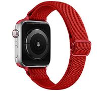 Lysun Cinturino elastico in nylon SOLO Loop compatibile con Apple Watch Band 42mm 44mm 45mm per uomo e donna Fascia elastica regolabile per iWatch Series SE/7/6/5/4/3/2/1, rosso scuro, 42/44/45 mm