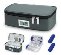 LYtech Borsa Termica per Insulina Con display della temperatura Custodia Termica per Insulina Con 2 Pacchetti di Ghiaccio Borsa Organizer per Medicamenti Refrigerati Astuccio di Diabete