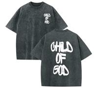Lytiarul Camicie cristiane da uomo Dio Figlio di Gesù Fede Camicia Oversize Grafica Religiosa T-shirt Lavaggio Acido Top, B-denim Blu, L