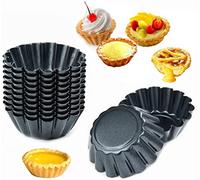 LYTIVAGEN 12 Pezzi Stampi per Crostatine Antiaderente Riutilizzabili - Pirottini in Acciaio per Muffin, Tortine, Cupcake, Tartellette, Budini, Dessert, Cioccolati (Nero)